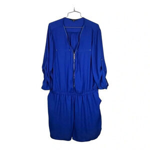 New Look‎ Zip Up Blue Romper Shorts Roll Tab Sleeves Women Plus Size 2X